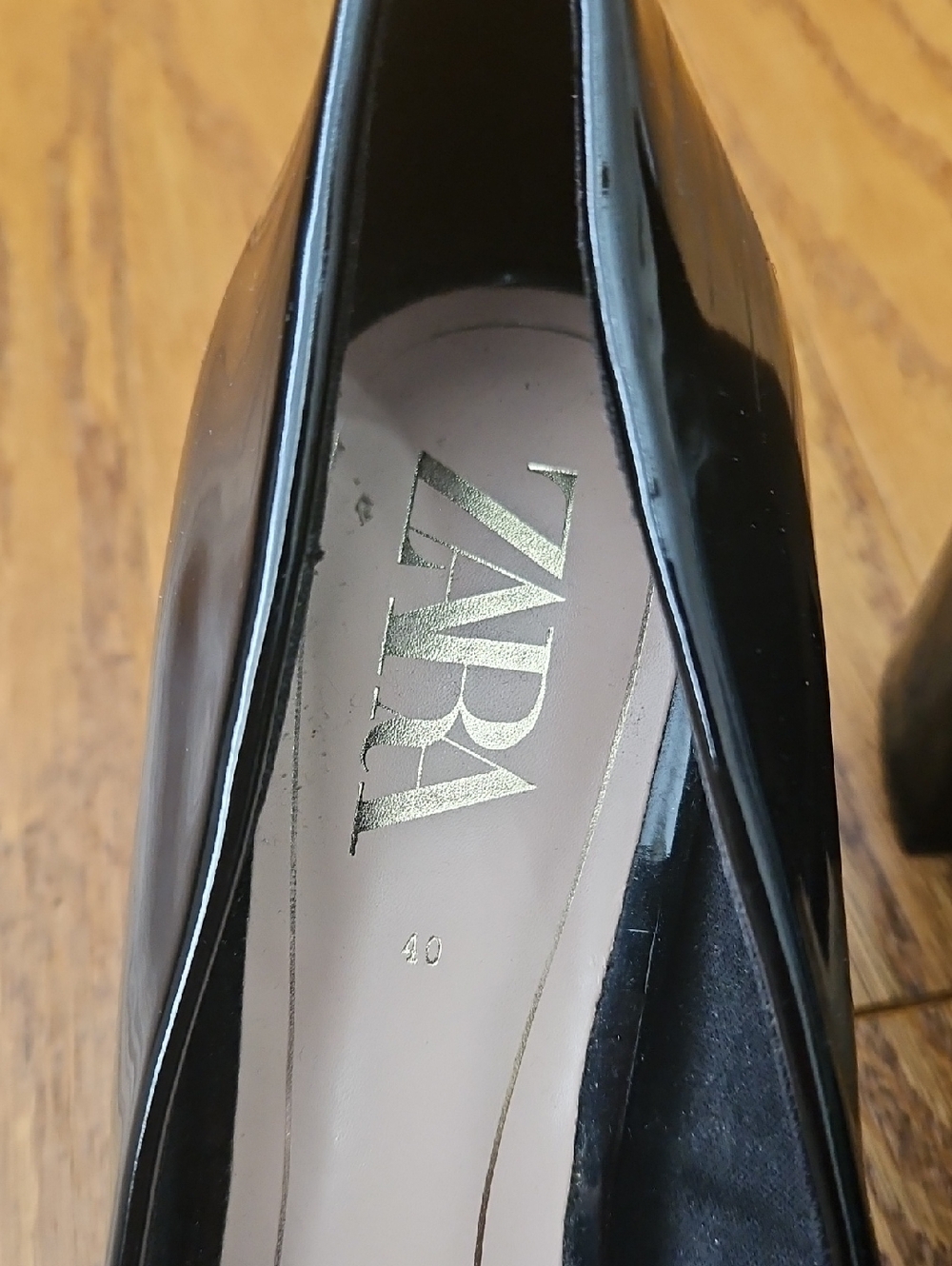 Zara patent leather block heel Shoes Sz 40 - Picture 3 of 7